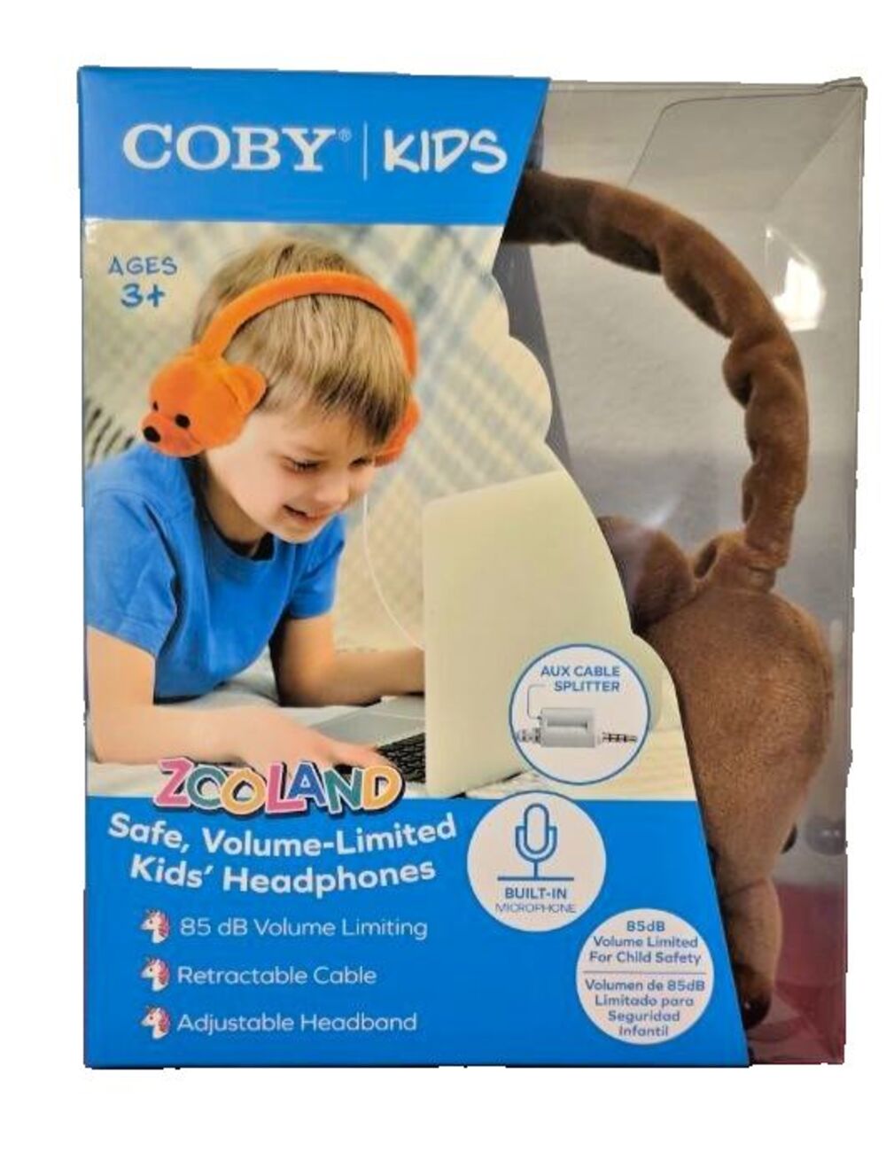 Kids Plush Zooland Teddy Bear Headphones Volume Limiting Adjustable Headband